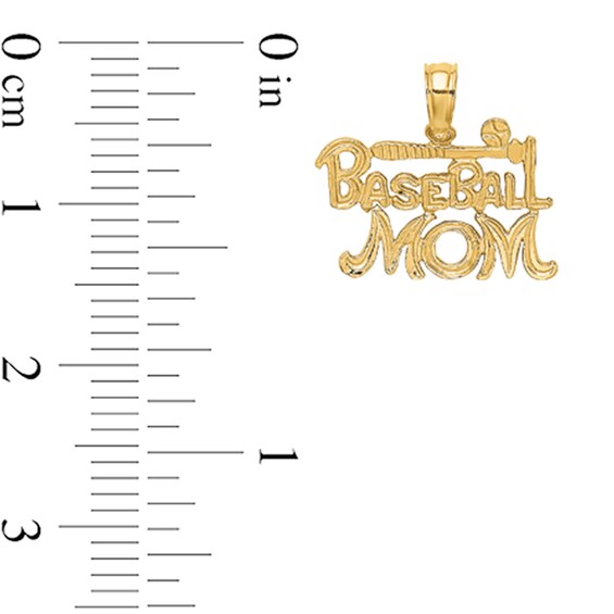 âBaseball Momâ Necklace Charm in Solid 14K Gold