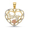 Thumbnail Image 1 of “I Love You” Ornate Heart Necklace Charm in Solid 14K Tri-Tone Gold