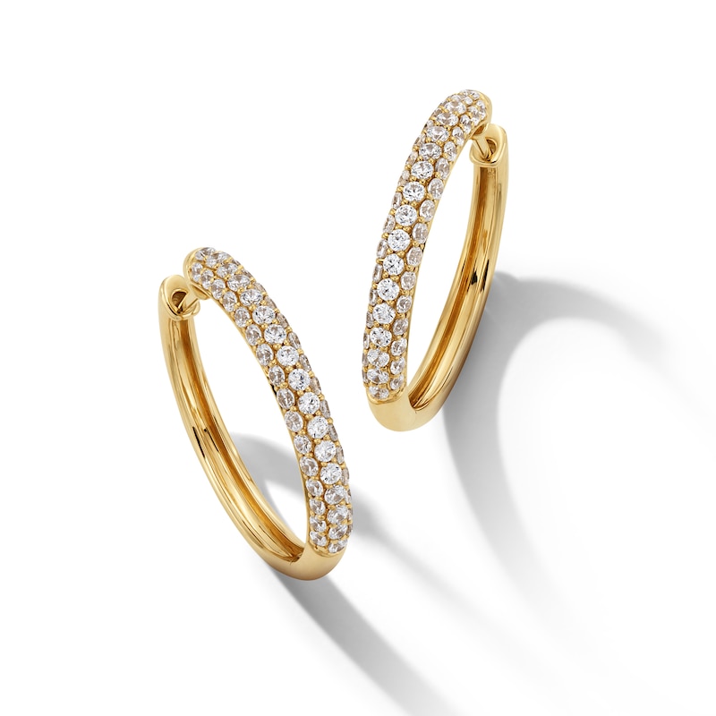 Main Image 1 of 1 CT. T.W. Certified Lab-Grown Diamond Triple Row Hoop Earrings in 14K Gold (F/SI2)