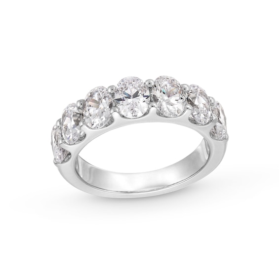 3 CT. T.w. Oval Certified Lab-Grown Diamond Seven Stone Anniversary Band in 14K White Gold (F/Si2)