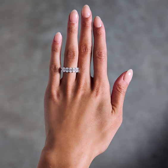 3 CT. T.w. Oval Certified Lab-Grown Diamond Seven Stone Anniversary Band in 14K White Gold (F/Si2)