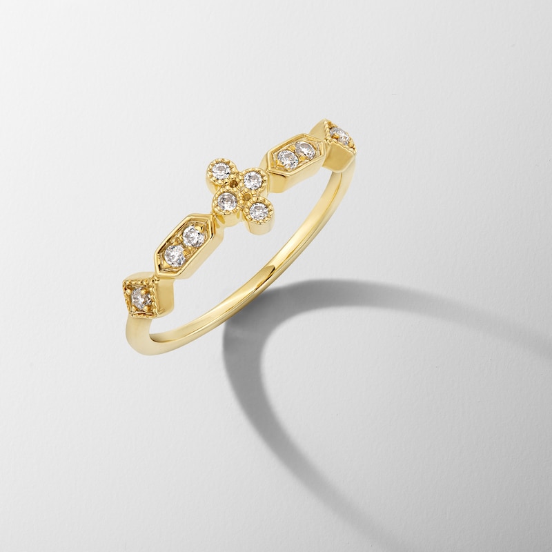 Main Image 1 of 1/6 CT. T.W. Diamond Geometric Ring in 10K Gold