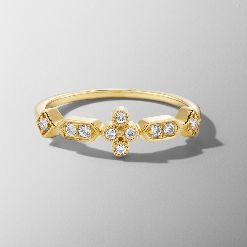 Main Image 3 of 1/6 CT. T.W. Diamond Geometric Ring in 10K Gold