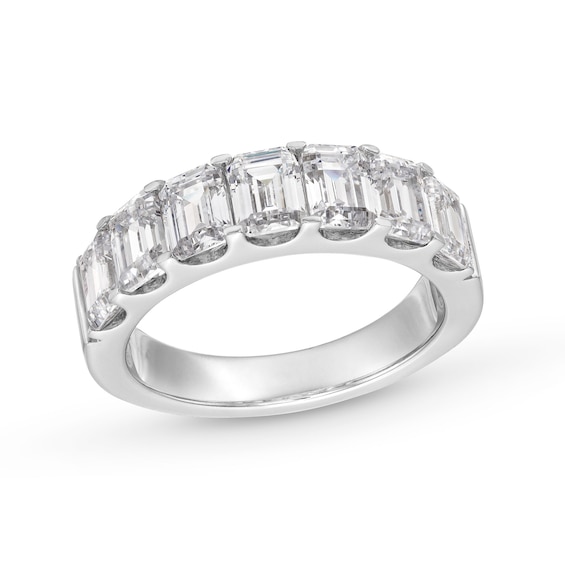 3 CT. T.w. Emerald-Cut Certified Lab-Grown Diamond Seven Stone Anniversary Band in 14K White Gold (F/Si2)