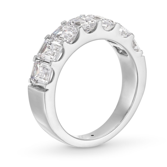 3 CT. T.w. Emerald-Cut Certified Lab-Grown Diamond Seven Stone Anniversary Band in 14K White Gold (F/Si2)