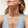 Thumbnail Image 2 of Oval Blue Lab-Created Sapphire and 1/10 CT. T.W. Diamond Open Octagon Frame Pendant in 10K White Gold