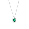 Thumbnail Image 1 of Oval Lab-Created Emerald and 1/10 CT. T.W. Diamond Open Octagon Frame Pendant in 10K White Gold