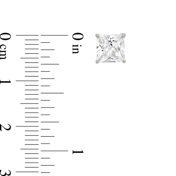 Princess-Cut White Lab-Created Sapphire Solitaire Pendant and Stud Earrings Set in Sterling Silver
