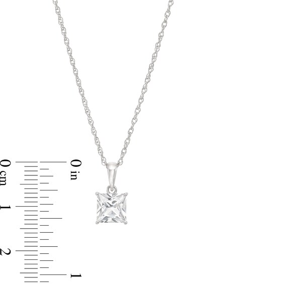 Princess-Cut White Lab-Created Sapphire Solitaire Pendant and Stud Earrings Set in Sterling Silver