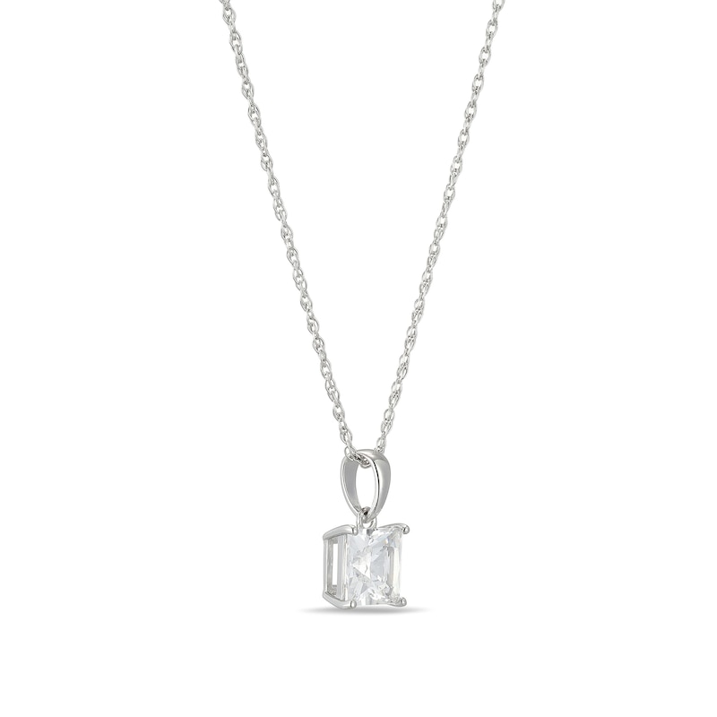 Main Image 6 of Princess-Cut White Lab-Created Sapphire Solitaire Pendant and Stud Earrings Set in Sterling Silver