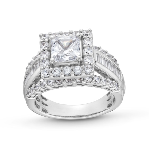 2-3/4 CT. T.w. Princess-Cut Certified Lab-Grown Diamond Frame Triple Row Engagement Ring in 14K White Gold (F/Vs2)