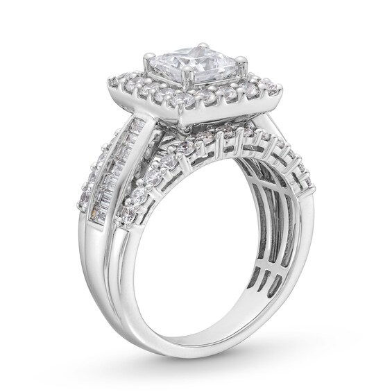 2-3/4 CT. T.w. Princess-Cut Certified Lab-Grown Diamond Frame Triple Row Engagement Ring in 14K White Gold (F/Vs2)
