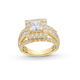 2-3/4 CT. T.W. Princess-Cut Certified Lab-Grown Diamond Frame Triple Row Engagement Ring in 14K Gold (F/VS2)