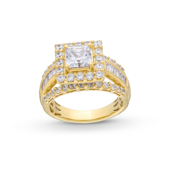 2-3/4 CT. T.w. Princess-Cut Certified Lab-Grown Diamond Frame Triple Row Engagement Ring in 14K Gold (F/Vs2)