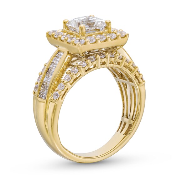 2-3/4 CT. T.w. Princess-Cut Certified Lab-Grown Diamond Frame Triple Row Engagement Ring in 14K Gold (F/Vs2)