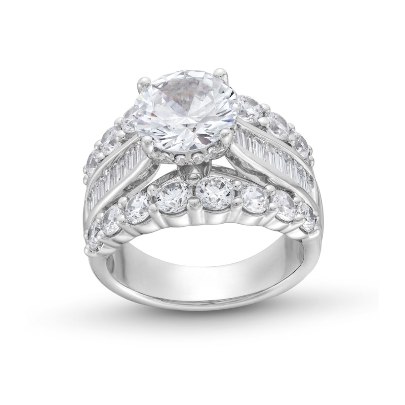 Main Image 1 of 5-1/2 CT. T.W. Baguette and Round Certified Lab-Grown Diamond Triple Row Engagement Ring in 14K White Gold (F/VS2)