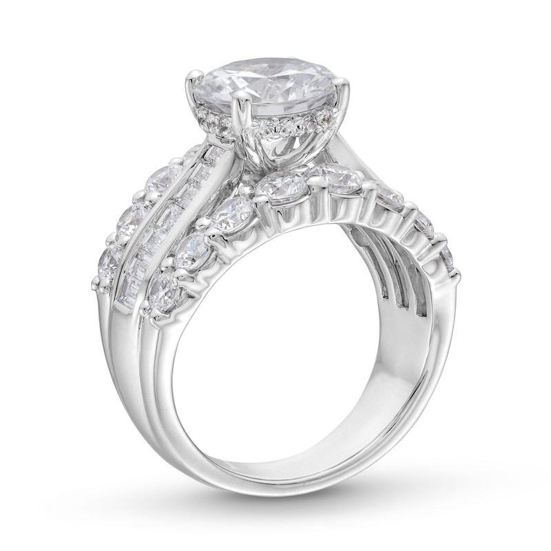 Main Image 3 of 5-1/2 CT. T.W. Baguette and Round Certified Lab-Grown Diamond Triple Row Engagement Ring in 14K White Gold (F/VS2)