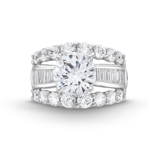 5-1/2 CT. T.w. Baguette and Round Certified Lab-Grown Diamond Triple Row Engagement Ring in 14K White Gold (F/Vs2)