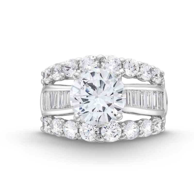 Main Image 4 of 5-1/2 CT. T.W. Baguette and Round Certified Lab-Grown Diamond Triple Row Engagement Ring in 14K White Gold (F/VS2)