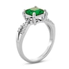 Thumbnail Image 3 of Princess-Cut Lab-Created Emerald and White Lab-Created Sapphire Pendant, Stud Earrings and Ring Set in Sterling Silver