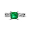 Thumbnail Image 4 of Princess-Cut Lab-Created Emerald and White Lab-Created Sapphire Pendant, Stud Earrings and Ring Set in Sterling Silver
