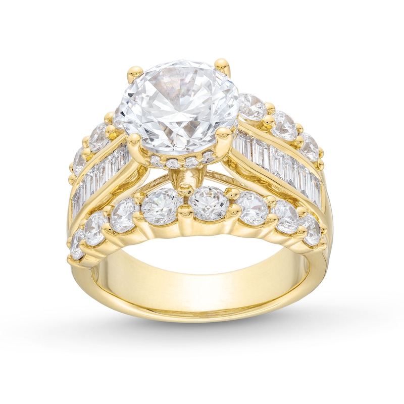 Main Image 1 of 5-1/2 CT. T.W. Baguette and Round Certified Lab-Grown Diamond Triple Row Engagement Ring in 14K Gold (F/VS2)