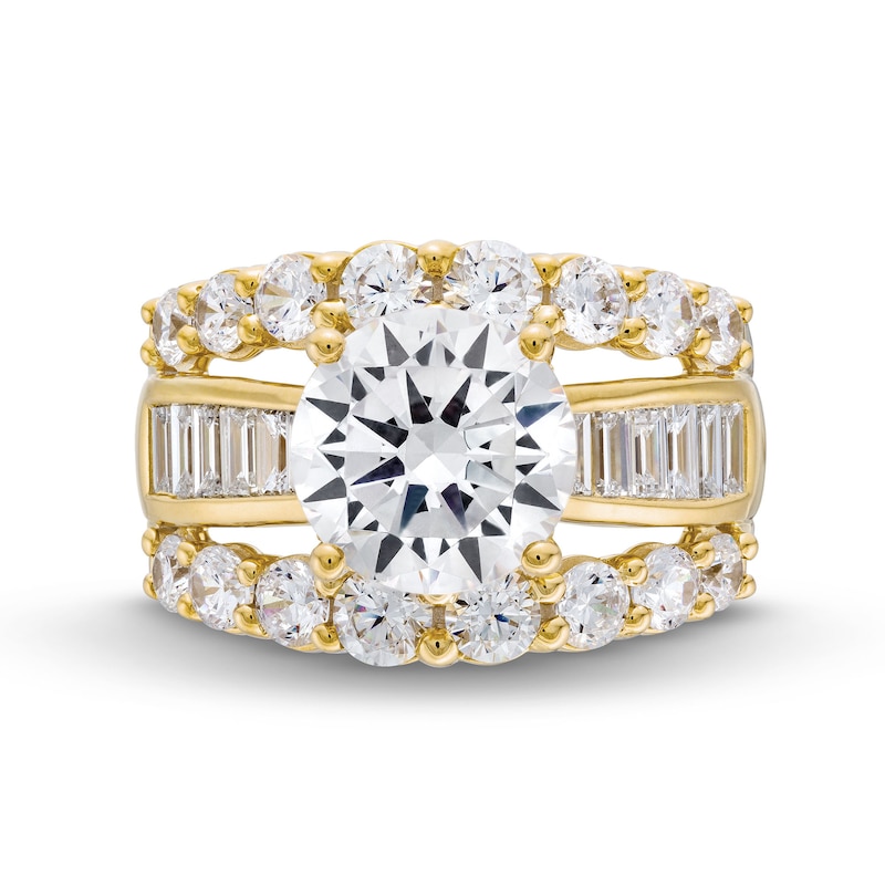 Main Image 4 of 5-1/2 CT. T.W. Baguette and Round Certified Lab-Grown Diamond Triple Row Engagement Ring in 14K Gold (F/VS2)