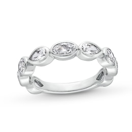 1-1/2 CT. T.W. Multi-Shaped Certified Lab-Grown Diamond Bezel-Set Anniversary Band in 14K White Gold (F/VS2)
