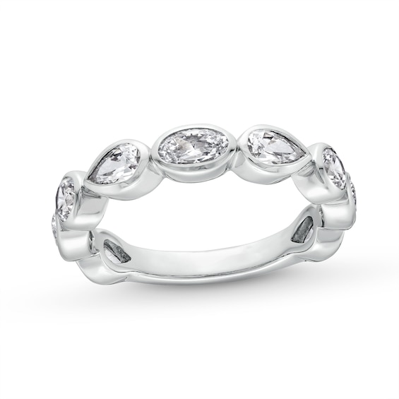 1-1/2 CT. T.w. Multi-Shaped Certified Lab-Grown Diamond Bezel-Set Anniversary Band in 14K White Gold (F/Vs2)
