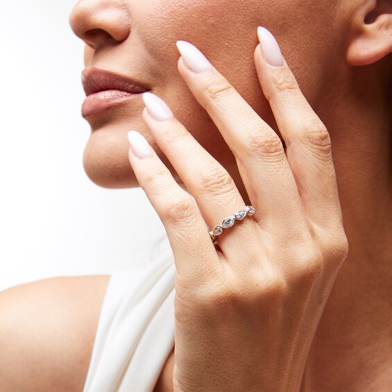1-1/2 CT. T.w. Multi-Shaped Certified Lab-Grown Diamond Bezel-Set Anniversary Band in 14K White Gold (F/Vs2)