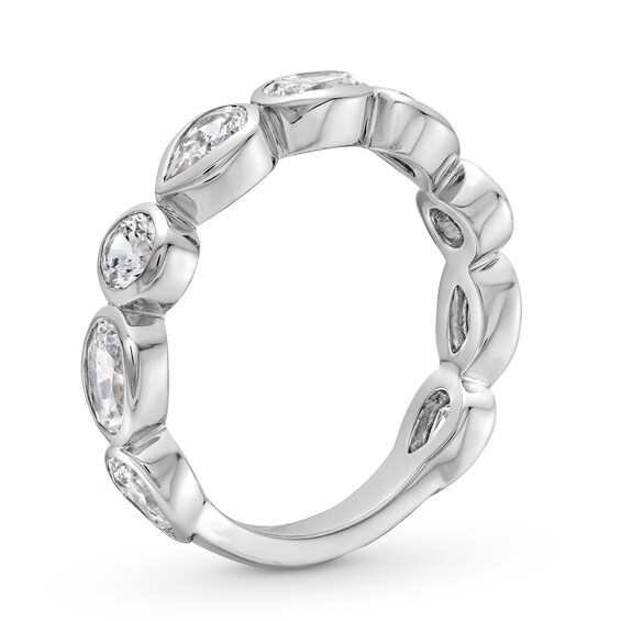 1-1/2 CT. T.w. Multi-Shaped Certified Lab-Grown Diamond Bezel-Set Anniversary Band in 14K White Gold (F/Vs2)