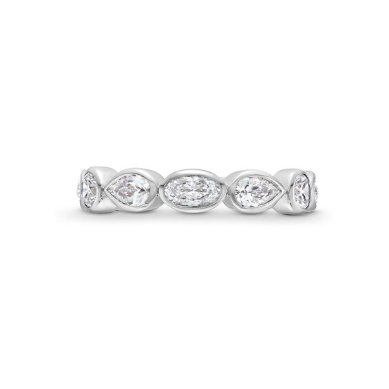 1-1/2 CT. T.w. Multi-Shaped Certified Lab-Grown Diamond Bezel-Set Anniversary Band in 14K White Gold (F/Vs2)