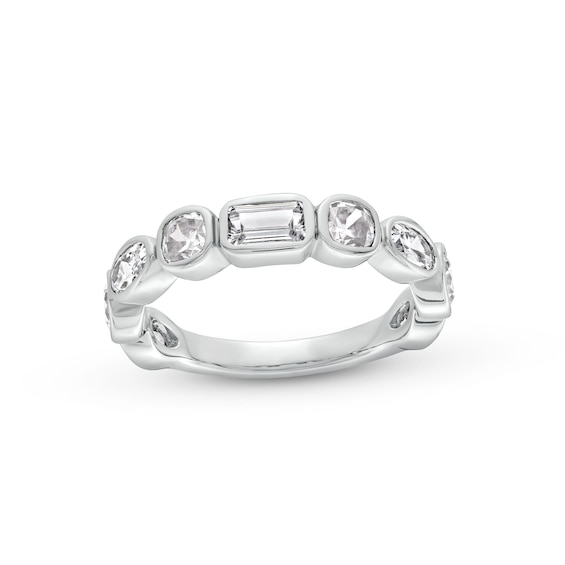 2 CT. T.w. Multi-Shaped Lab-Grown Diamond Bezel-Set Anniversary Band in 14K White Gold (F/Vs2)