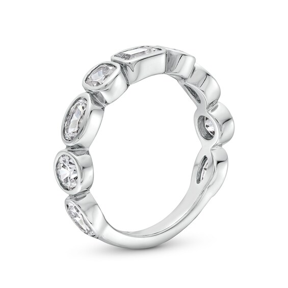 2 CT. T.w. Multi-Shaped Lab-Grown Diamond Bezel-Set Anniversary Band in 14K White Gold (F/Vs2)