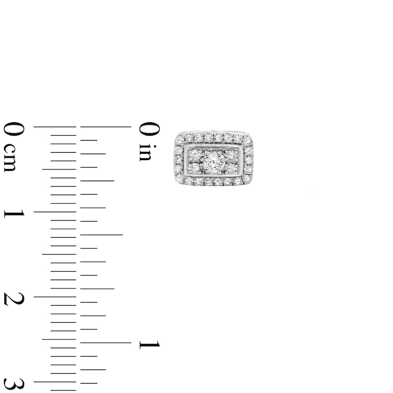 Main Image 3 of 1/2 CT. T.W. Rectangle Multi-Diamond Frame Stud Earrings in 10K White Gold