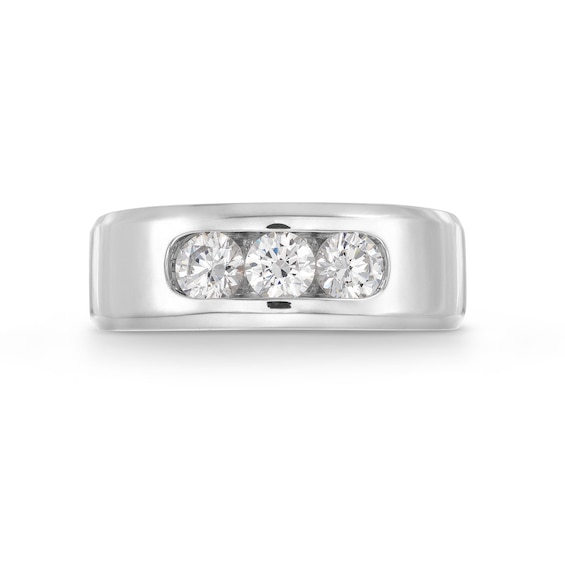 1 CT. T.w. Certified Lab-Grown Diamond Three Stone Band in 10K White Gold (I/Si2)