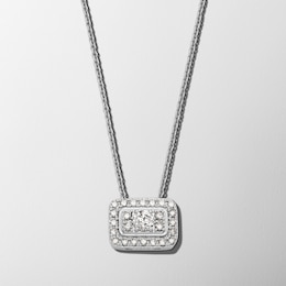 1/2 CT. T.W. Rectangle Multi-Diamond Frame Sideways Necklace in 10K White Gold