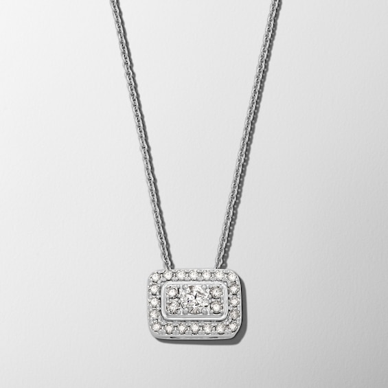 1/2 CT. T.w. Rectangle Multi-Diamond Frame Sideways Necklace in 10K White Gold