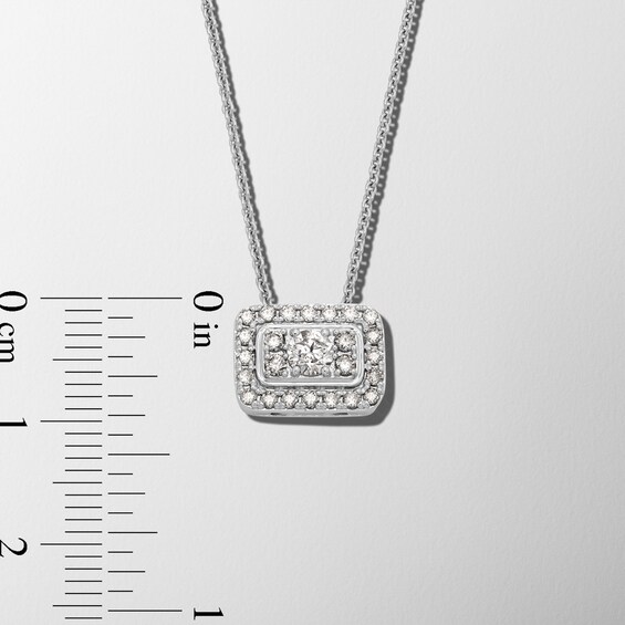 1/2 CT. T.w. Rectangle Multi-Diamond Frame Sideways Necklace in 10K White Gold
