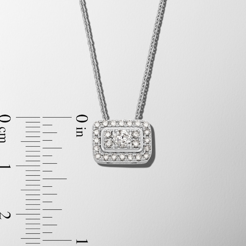 Main Image 3 of 1/2 CT. T.W. Rectangle Multi-Diamond Frame Sideways Necklace in 10K White Gold