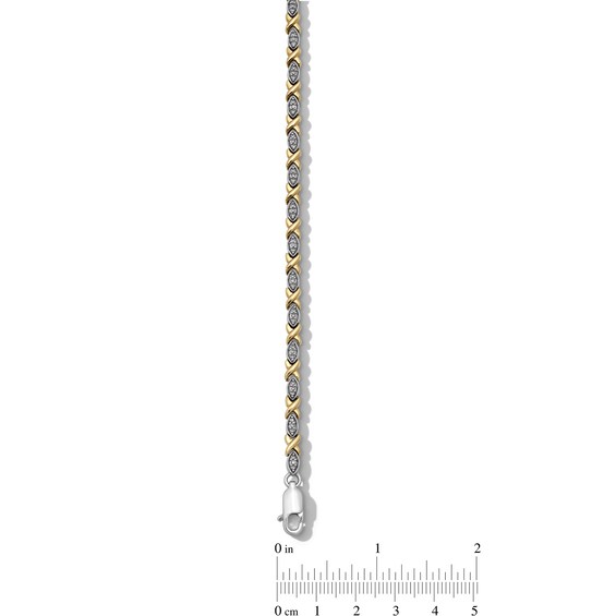 1/4 CT. T.w. Diamond âXoâ Link Bracelet in Sterling Silver and 14K Gold Plate - 7.25"
