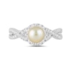 Thumbnail Image 3 of 6.0mm Pink Freshwater Cultured Pearl and 1/2 CT. T.W. Lab-Grown Diamond Frame Crossover Shank Ring in 14K White Gold