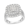Thumbnail Image 1 of 2 CT. T.W. Princess-Cut Multi-Diamond Double Cushion Frame Multi-Row Engagement Ring in 10K White Gold