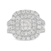 Thumbnail Image 3 of 2 CT. T.W. Princess-Cut Multi-Diamond Double Cushion Frame Multi-Row Engagement Ring in 10K White Gold