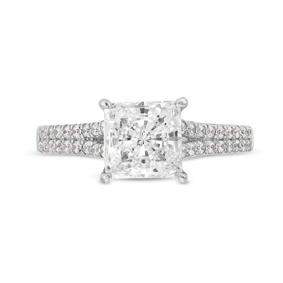 2-1/3 CT. T.w. Princess-Cut Certified Lab-Grown Diamond Split Shank Engagement Ring in 14K White Gold (I/Si2)