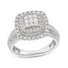 Thumbnail Image 1 of 1 CT. T.W. Princess-Cut Multi-Diamond Double Cushion Frame Triple Row Engagement Ring in 10K White Gold