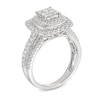Thumbnail Image 2 of 1 CT. T.W. Princess-Cut Multi-Diamond Double Cushion Frame Triple Row Engagement Ring in 10K White Gold