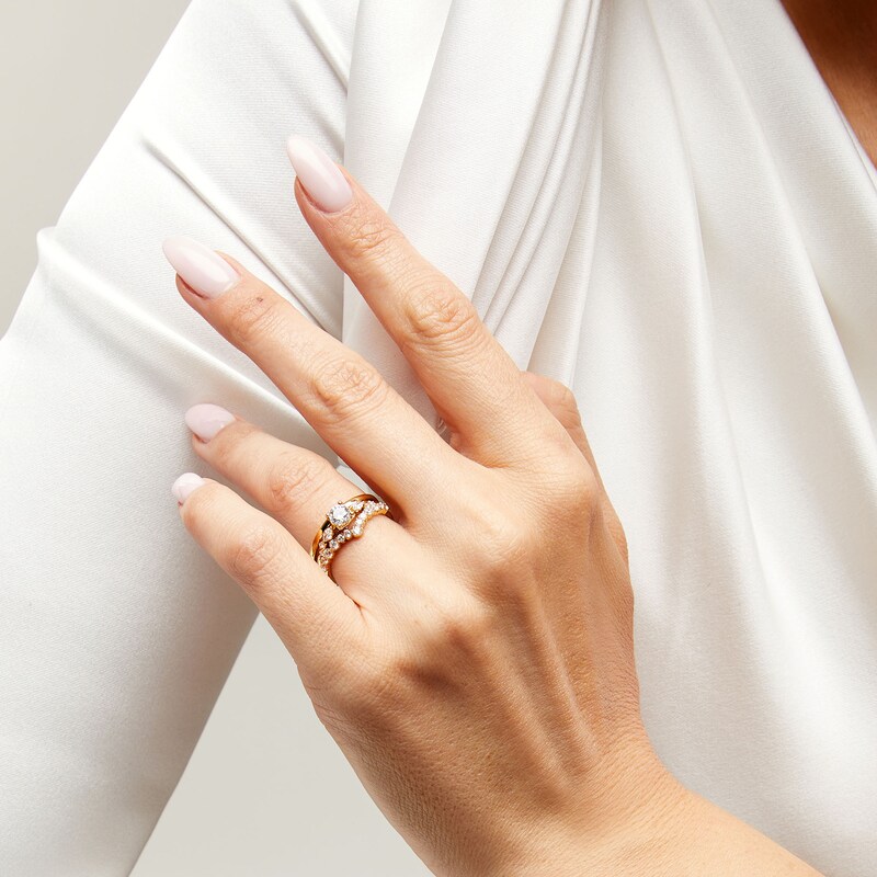 Main Image 2 of 3/8 CT. T.W. Diamond Chevron Solitaire Enhancer in 14K Gold