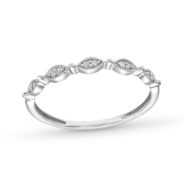 1/20 CT. T.W. Diamond Art Deco Vintage-Style Stackable Anniversary Band in 10K White Gold