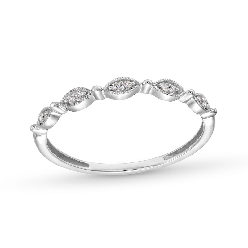 Main Image 1 of 1/20 CT. T.W. Diamond Art Deco Vintage-Style Stackable Anniversary Band in 10K White Gold